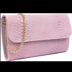 Isabella Rhea Snakeskin Embossed Leather Flap Clutch